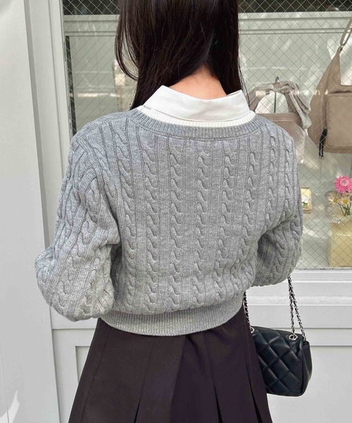 INGNI（イング）の「くま刺しゅうケーブルニット／A（ニット/セーター