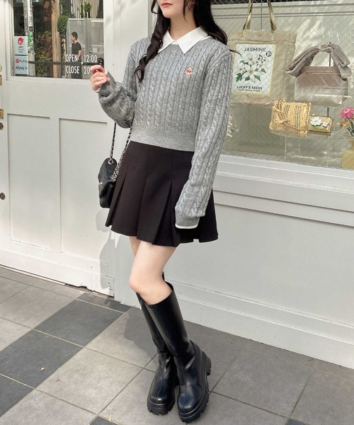 INGNI(イング)の「くま刺しゅうケーブルニット/A(ニット/セーター・レディース・グレー×ホワイト/ホワイト×ブラック/ネイビー系・M)」の18枚目の写真