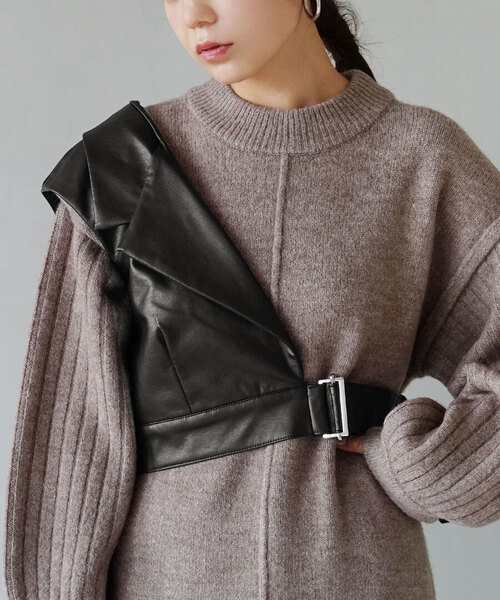 アシンメトリー フェイクレザーベスト（ベスト）｜e-zakkamania stores（イーザッカマニアストアーズ）