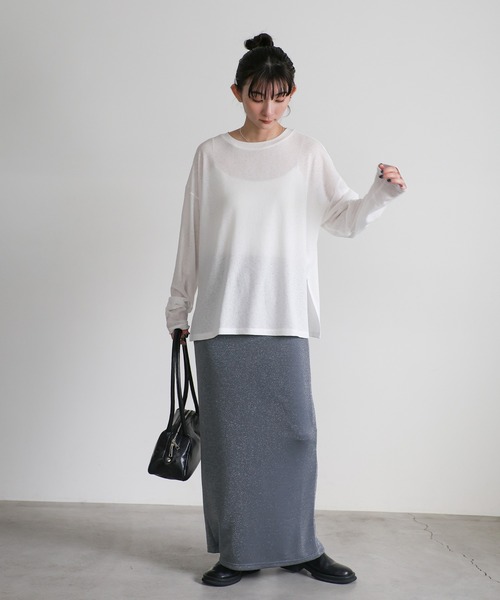 select MOCA(セレクトモカ)の「バックスリットラメタイトスカート(スカート・レディース・チャコール/ベージュ/ブラック・LARGE/MEDIUM)」の6枚目の写真