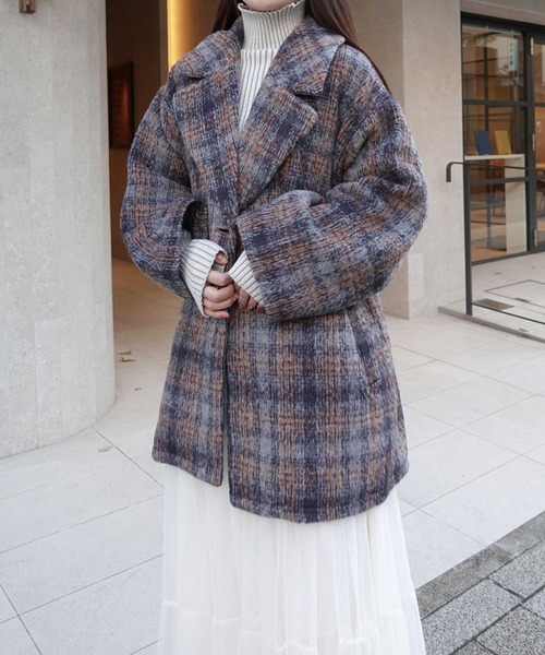 CORNERS(コーナーズ)の「シャギーチェックテーラーコート(テーラードジャケット・レディース・ネイビー/グレー/ブラウン・M/L)」の17枚目の写真