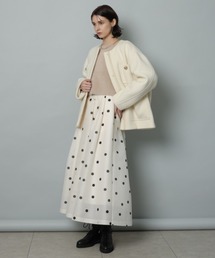 美品　CADUNE カデュネ　ノーカラーショートコート　ジャケット 美品 CADUNE カデュネ ノーカラーショートコート ジャケット