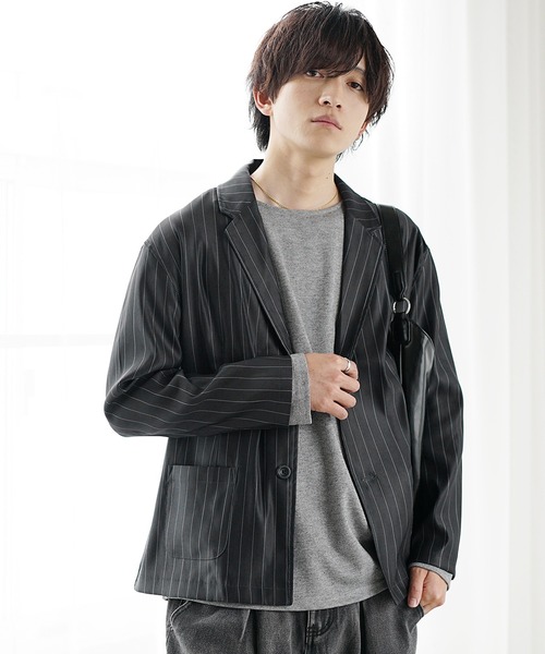 MinoriTY（マイノリティ）の「【MinoriTY】ツイルテーラードジャケット メンズ 春服（テーラードジャケット・メンズ・ラベンダー/グリーン/ストライプ/チェック/ブラック・S/L/M）」の4枚目の写真