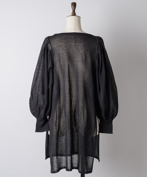 LA BELLE ETUDE（ラベルエチュード）の「シアーボリュームパフ袖ニット（ニット/セーター・レディース・ネイビー/ピンク/ブラック/グレー・FREE）」の8枚目の写真