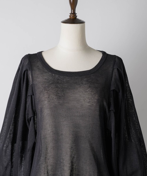 LA BELLE ETUDE（ラベルエチュード）の「シアーボリュームパフ袖ニット（ニット/セーター・レディース・ネイビー/ピンク/ブラック/グレー・FREE）」の9枚目の写真