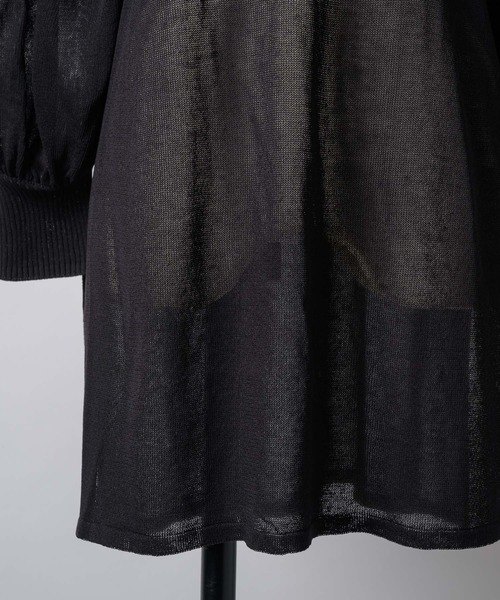 LA BELLE ETUDE（ラベルエチュード）の「シアーボリュームパフ袖ニット（ニット/セーター・レディース・ネイビー/ピンク/ブラック/グレー・FREE）」の14枚目の写真