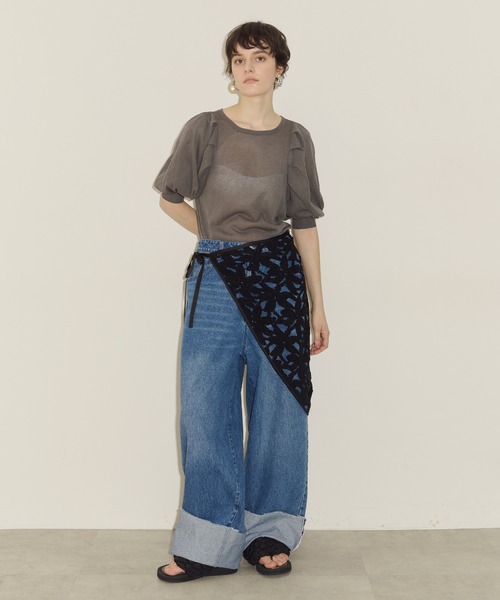 LA BELLE ETUDE（ラベルエチュード）の「シアーボリュームパフ袖ニット（ニット/セーター・レディース・ネイビー/ピンク/ブラック/グレー・FREE）」の18枚目の写真