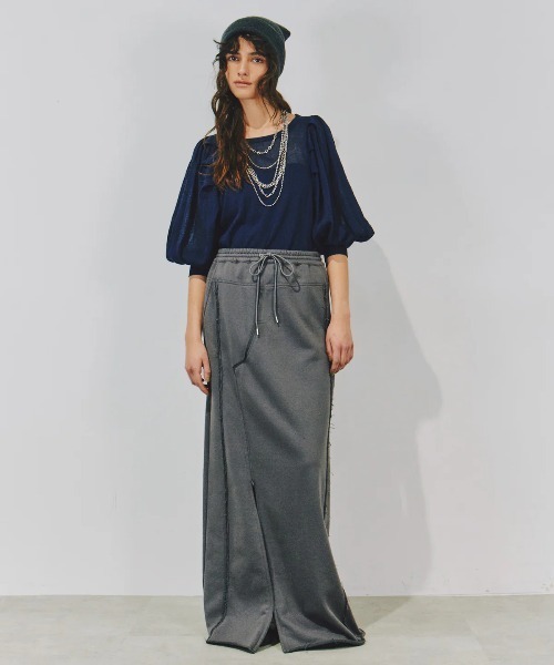 LA BELLE ETUDE（ラベルエチュード）の「シアーボリュームパフ袖ニット（ニット/セーター・レディース・ネイビー/ピンク/ブラック/グレー・FREE）」の19枚目の写真