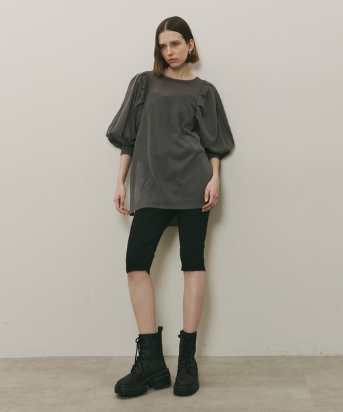 LA BELLE ETUDE（ラベルエチュード）の「シアーボリュームパフ袖ニット（ニット/セーター・レディース・ネイビー/ピンク/ブラック/グレー・FREE）」の16枚目の写真