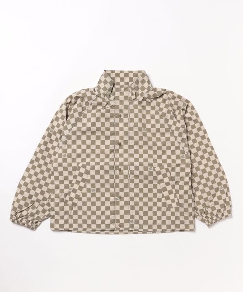 GROOVY COLORS（グルービーカラーズ）の「Checkered Flag Light Jacket（ナイロンジャケット・キッズ・カーキ・120/110）」の2枚目の写真