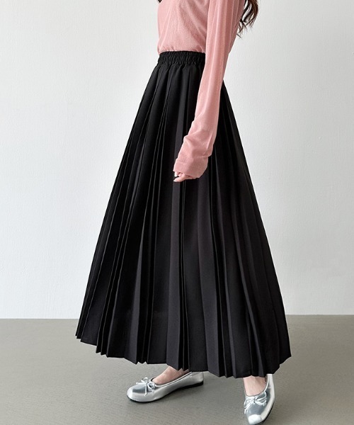 COCOMOMO（ココモモ）の「【選べる2丈×カラー展開】 プリーツスカート ロング プリーツ スカート ロングスカート マキシスカート きれいめ オフィスカジュアル（スカート・レディース・ブラウン/スカイブルー系/ブラック系/ブルー系/スカイブルー/ブラック/ブラウン系/グレー/ブルー/グレー系/イエロー/イエロー系/ライトグリーン/ライトグリーン系/ベージュ/グリーン/ライトグレー/グリーン系/ベージュ系/ライトグレー系・M/L）」の3枚目の写真