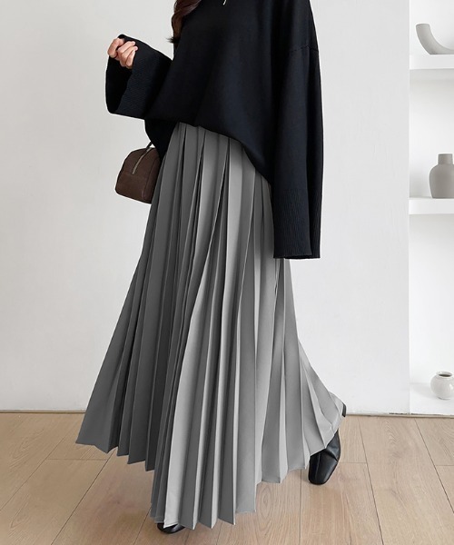 COCOMOMO（ココモモ）の「【選べる2丈×カラー展開】 プリーツスカート ロング プリーツ スカート ロングスカート マキシスカート きれいめ オフィスカジュアル（スカート・レディース・ブラウン/スカイブルー系/ブラック系/ブルー系/スカイブルー/ブラック/ブラウン系/グレー/ブルー/グレー系/イエロー/イエロー系/ライトグリーン/ライトグリーン系/ベージュ/グリーン/ライトグレー/グリーン系/ベージュ系/ライトグレー系・M/L）」の6枚目の写真