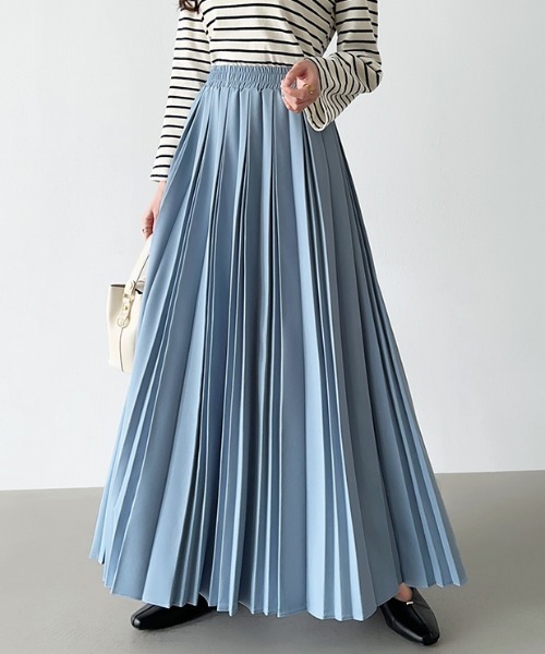 COCOMOMO（ココモモ）の「【選べる2丈×カラー展開】 プリーツスカート ロング プリーツ スカート ロングスカート マキシスカート きれいめ オフィスカジュアル（スカート・レディース・ブラウン/スカイブルー系/ブラック系/ブルー系/スカイブルー/ブラック/ブラウン系/グレー/ブルー/グレー系/イエロー/イエロー系/ライトグリーン/ライトグリーン系/ベージュ/グリーン/ライトグレー/グリーン系/ベージュ系/ライトグレー系・M/L）」の17枚目の写真