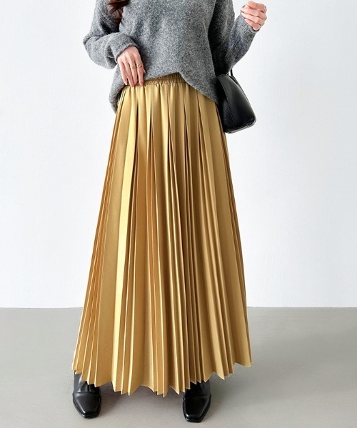 COCOMOMO（ココモモ）の「【選べる2丈×カラー展開】 プリーツスカート ロング プリーツ スカート ロングスカート マキシスカート きれいめ オフィスカジュアル（スカート・レディース・ブラウン/スカイブルー系/ブラック系/ブルー系/スカイブルー/ブラック/ブラウン系/グレー/ブルー/グレー系/イエロー/イエロー系/ライトグリーン/ライトグリーン系/ベージュ/グリーン/ライトグレー/グリーン系/ベージュ系/ライトグレー系・M/L）」の20枚目の写真