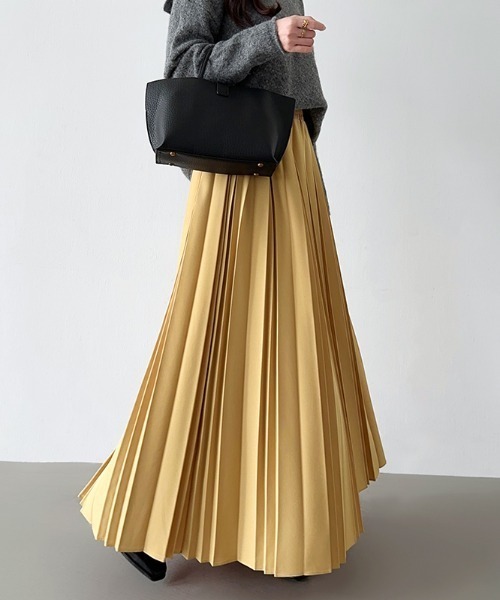 COCOMOMO（ココモモ）の「【選べる2丈×カラー展開】 プリーツスカート ロング プリーツ スカート ロングスカート マキシスカート きれいめ オフィスカジュアル（スカート・レディース・ブラウン/スカイブルー系/ブラック系/ブルー系/スカイブルー/ブラック/ブラウン系/グレー/ブルー/グレー系/イエロー/イエロー系/ライトグリーン/ライトグリーン系/ベージュ/グリーン/ライトグレー/グリーン系/ベージュ系/ライトグレー系・M/L）」の19枚目の写真