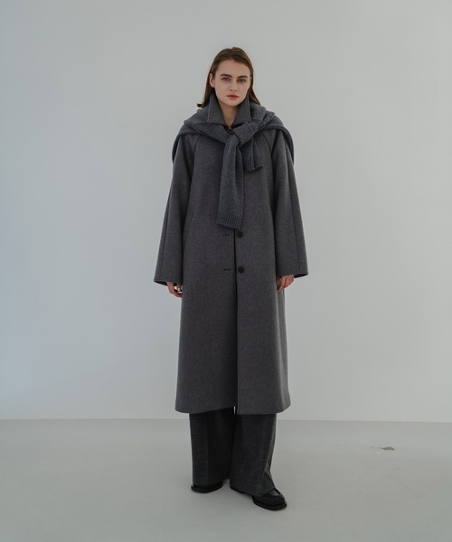 ロング ウール コート ブラック S libjoie