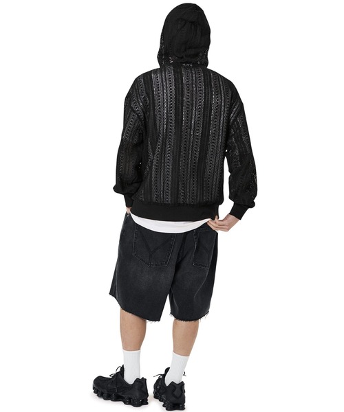 OY/オーワイ』 LOGO CROCHET HOODIE ZIP UP/ロゴクロシェフード