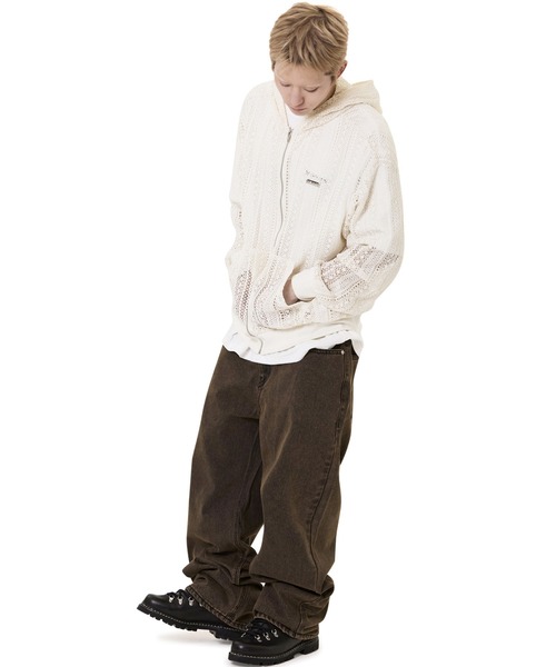 OY（オーワイ）の「『OY/オーワイ』 LOGO CROCHET HOODIE ZIP UP/ロゴクロシェフード付きシップアップパーカー（パーカー・レディース・アイボリー/ブラック・M/L）」の12枚目の写真