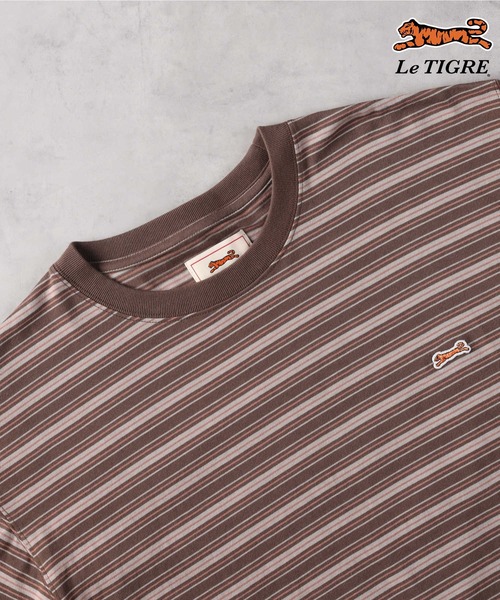 Right-on(ライトオン)の「Le TIGRE(ルティグレ)【メンズ】ワンポイントマルチボーダー長袖Tシャツ(Tシャツ/カットソー・メンズ・ブラウン/ブラック・S/M/L/XL)」の10枚目の写真