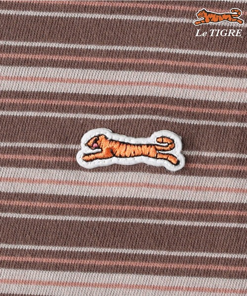 Right-on(ライトオン)の「Le TIGRE(ルティグレ)【メンズ】ワンポイントマルチボーダー長袖Tシャツ(Tシャツ/カットソー・メンズ・ブラウン/ブラック・S/M/L/XL)」の11枚目の写真