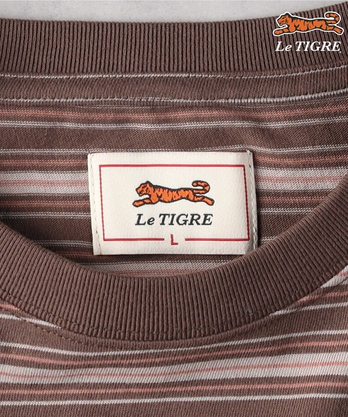 Right-on(ライトオン)の「Le TIGRE(ルティグレ)【メンズ】ワンポイントマルチボーダー長袖Tシャツ(Tシャツ/カットソー・メンズ・ブラウン/ブラック・S/M/L/XL)」の14枚目の写真