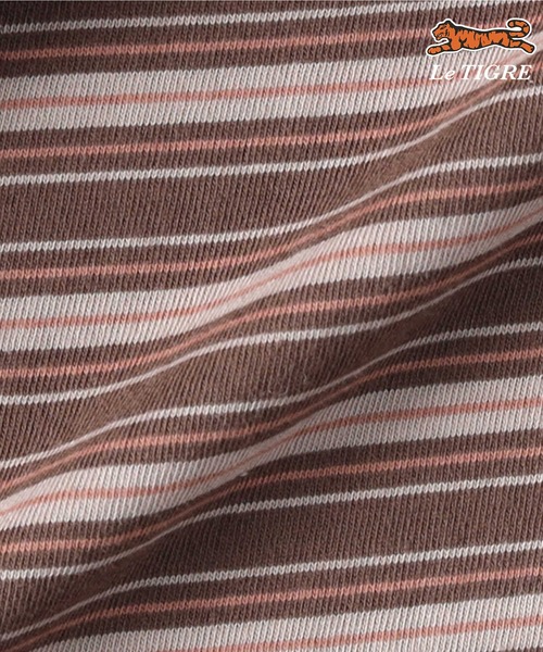 Right-on(ライトオン)の「Le TIGRE(ルティグレ)【メンズ】ワンポイントマルチボーダー長袖Tシャツ(Tシャツ/カットソー・メンズ・ブラウン/ブラック・S/M/L/XL)」の15枚目の写真