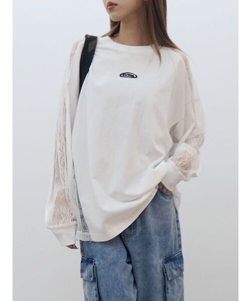 EVRIS レースコンビトップスBIGロンT レースコンビトップスBIGロンT（Tシャツ/カットソー）｜EVRIS