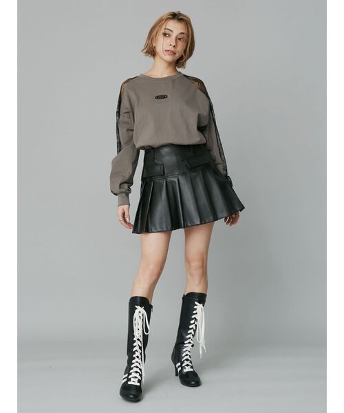 EVRIS（エヴリス）の「レースコンビトップスBIGロンT（Tシャツ/カットソー・レディース・ホワイト/ブラック/チャコールグレー・FREE）」の10枚目の写真