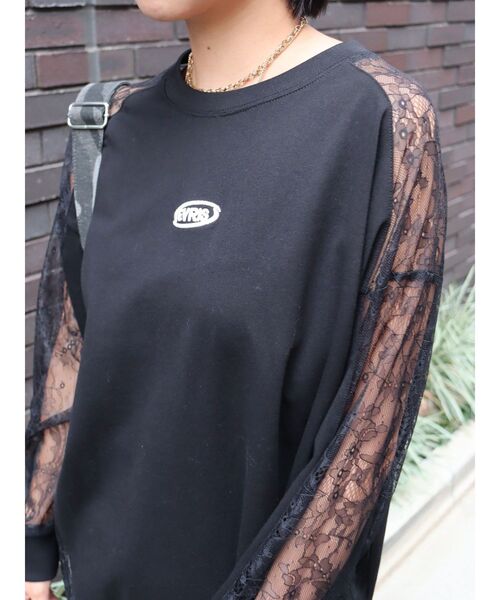 セール】レースコンビトップスBIGロンT（Tシャツ/カットソー