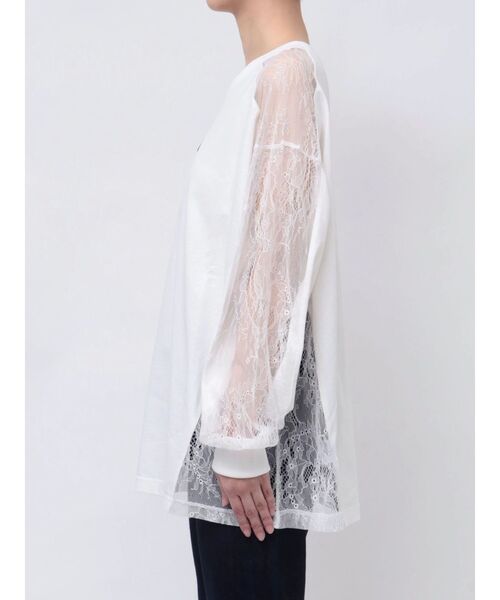 EVRIS（エヴリス）の「レースコンビトップスBIGロンT（Tシャツ/カットソー・レディース・ホワイト/ブラック/チャコールグレー・FREE）」の21枚目の写真