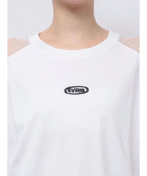 EVRIS（エヴリス）の「レースコンビトップスBIGロンT（Tシャツ/カットソー・レディース・ホワイト/ブラック/チャコールグレー・FREE）」の19枚目の写真