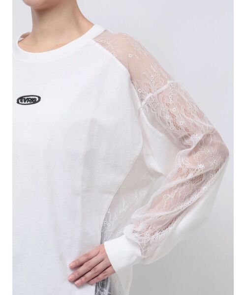 EVRIS（エヴリス）の「レースコンビトップスBIGロンT（Tシャツ/カットソー・レディース・ホワイト/ブラック/チャコールグレー・FREE）」の18枚目の写真