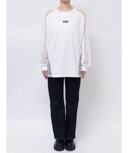 セール】レースコンビトップスBIGロンT（Tシャツ/カットソー