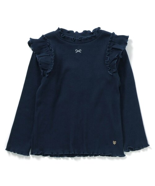 apres les cours（アプレレクール）の「【ジュニア対応】メロウリブTシャツ（Tシャツ/カットソー・キッズ・アイボリー/サックスブルー/ピンク/その他2/ドット/ネイビー・80/90/100/110/120/130/140）」の3枚目の写真