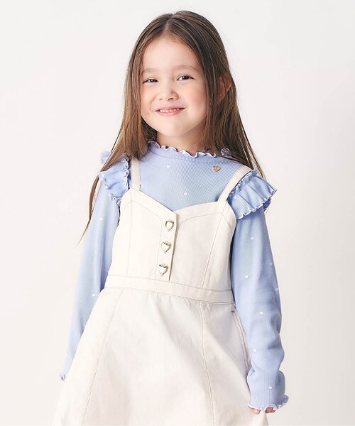 apres les cours（アプレレクール）の「【ジュニア対応】メロウリブTシャツ（Tシャツ/カットソー・キッズ・アイボリー/サックスブルー/ピンク/その他2/ドット/ネイビー・80/90/100/110/120/130/140）」の4枚目の写真