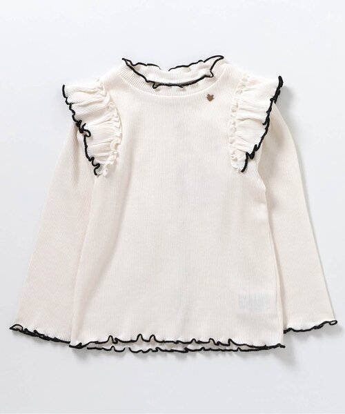 apres les cours（アプレレクール）の「【ジュニア対応】メロウリブTシャツ（Tシャツ/カットソー・キッズ・アイボリー/サックスブルー/ピンク/その他2/ドット/ネイビー・80/90/100/110/120/130/140）」の2枚目の写真