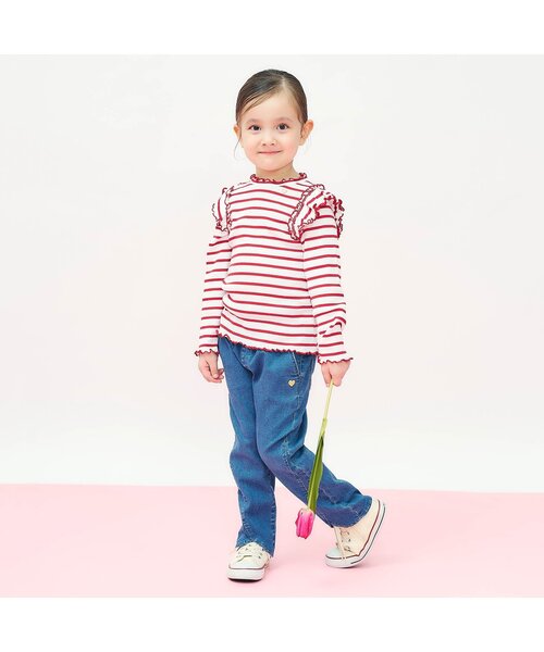 apres les cours（アプレレクール）の「【ジュニア対応】メロウリブTシャツ（Tシャツ/カットソー・キッズ・アイボリー/サックスブルー/ピンク/その他2/ドット/ネイビー・80/90/100/110/120/130/140）」の7枚目の写真