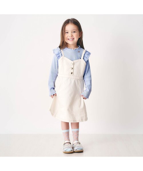 apres les cours（アプレレクール）の「【ジュニア対応】メロウリブTシャツ（Tシャツ/カットソー・キッズ・アイボリー/サックスブルー/ピンク/その他2/ドット/ネイビー・80/90/100/110/120/130/140）」の15枚目の写真