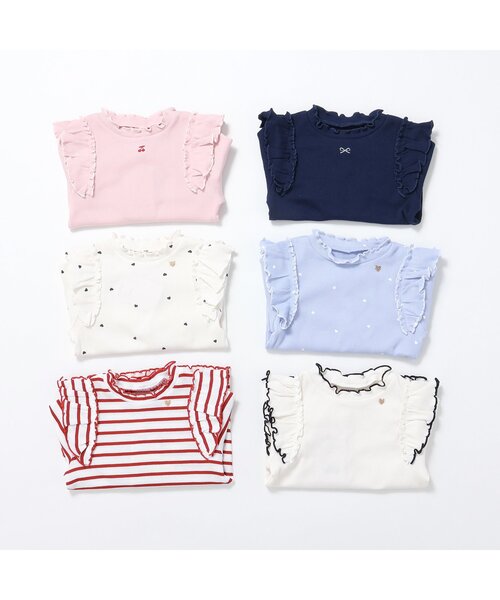 apres les cours（アプレレクール）の「【ジュニア対応】メロウリブTシャツ（Tシャツ/カットソー・キッズ・アイボリー/サックスブルー/ピンク/その他2/ドット/ネイビー・80/90/100/110/120/130/140）」の19枚目の写真