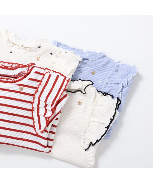 apres les cours（アプレレクール）の「【ジュニア対応】メロウリブTシャツ（Tシャツ/カットソー・キッズ・アイボリー/サックスブルー/ピンク/その他2/ドット/ネイビー・80/90/100/110/120/130/140）」の20枚目の写真