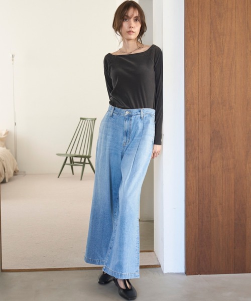 Mila Owen ルーズフィットタックバギーデニムパンツ WEB限定00サイズ】ルーズフィットタックバギーデニムパンツ