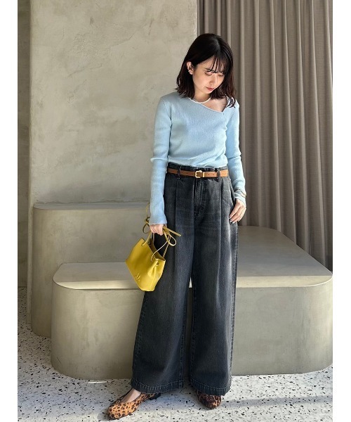 Mira Owen ルーズフィットタックバギーデニムパンツ WEB限定00サイズ】ルーズフィットタックバギーデニムパンツ（デニム