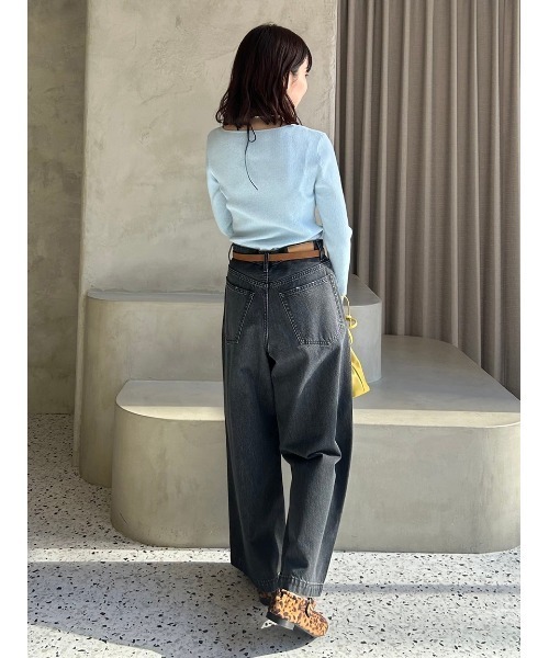 ミラ オーウェン Mila Owen ルーズフィットタックバギーデニムパンツ WEB限定00サイズ】ルーズフィットタックバギーデニムパンツ