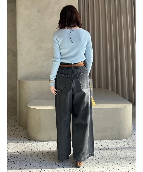WEB限定00サイズ】ルーズフィットタックバギーデニムパンツ