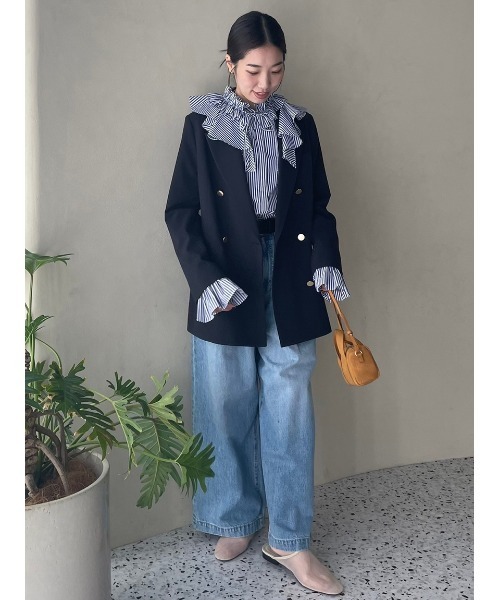 Mila Owen（ミラオーウェン）の「【WEB限定00サイズ】ルーズフィットタックバギーデニムパンツ（デニムパンツ・レディース・ブルー/ライトブルー/ブラック・00/0/1）」の10枚目の写真