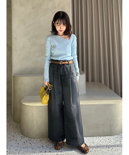 Mira Owen ルーズフィットタックバギーデニムパンツ セール】【WEB限定00サイズ】ルーズフィットタックバギーデニムパンツ