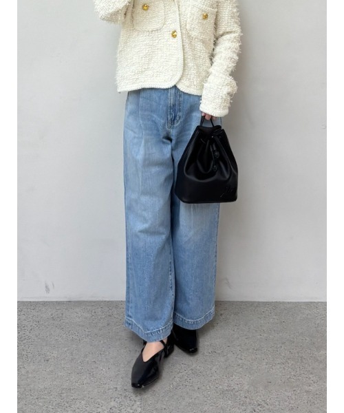 WEB限定00サイズ】ルーズフィットタックバギーデニムパンツ（デニム