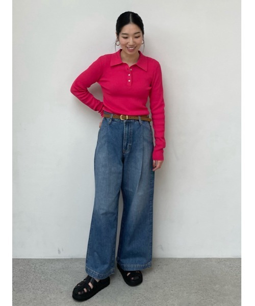 Mila Owen ルーズフィットタックバギーデニムパンツ WEB限定00サイズ】ルーズフィットタックバギーデニムパンツ