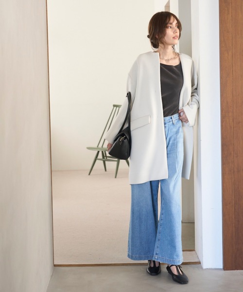 WEB限定00サイズ】ルーズフィットタックバギーデニムパンツ