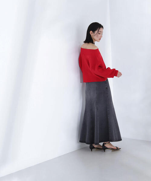NATURAL BEAUTY BASIC(ナチュラルビューティーベーシック)の「◇クロップドオフショルニット(ニット/セーター・レディース・グレー/オレンジ/オフホワイト/レッド・FREE)」の20枚目の写真